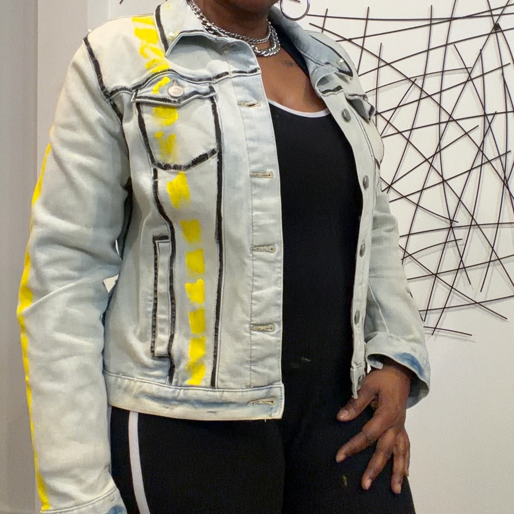 Custom Steelers Women's Embellished Denim Jacket - Picture 4 of 6